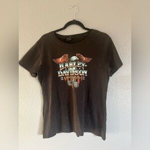 Women’s Harley-Davidson Dark Brown Tee with Visalia Harley Davidson Logo